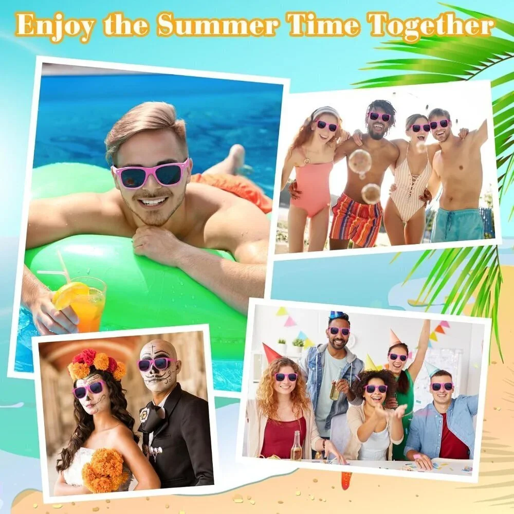 Bulk Pink Sunglasses 12 Pack Summer Party Accessories for Weddings Beach